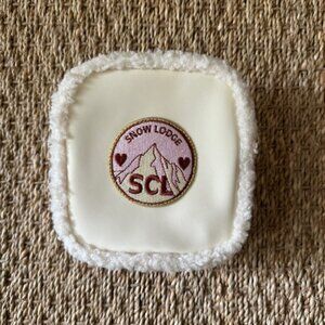 Stoney Clover Lane Mini Pouch with Sherpa w/Snow Lodge Patch Like New